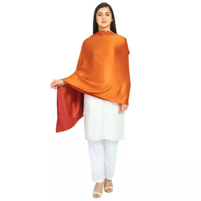 Rust/Orange Modal Solid Reversible Shawl