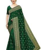 Green Embroidered Silk Saree With Blouse