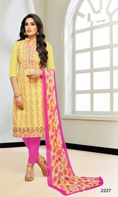 Yellow multi resham work cotton salwar 1