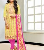 Yellow multi resham work cotton salwar