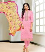 Pink multi resham work cotton salwar