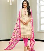 Cream multi resham work cotton salwar