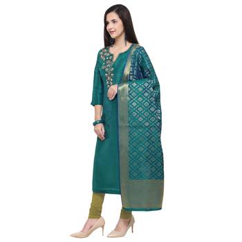 Teal multi resham work chanderi salwar 3