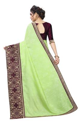 Green Embroidered Silk Saree With Blouse 3