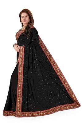 Black Embroidered Silk Saree With Blouse 2
