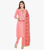 Pink multi resham work cotton salwar