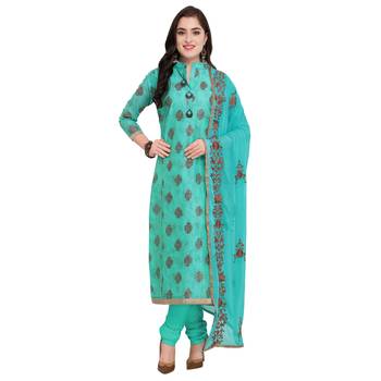 Teal-green multi resham work cotton salwar 1