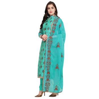 Teal-green multi resham work cotton salwar 2