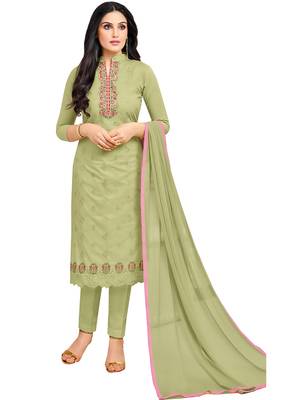 Light-green multi resham work cotton salwar 1