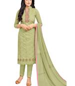 Light-green multi resham work cotton salwar