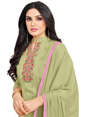 Light-green multi resham work cotton salwar 2