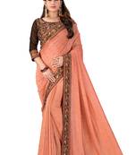 Peach Embroidered Silk Saree With Blouse