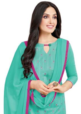 Teal-blue multi resham work cotton salwar 2