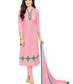 Pink multi resham work cotton salwar