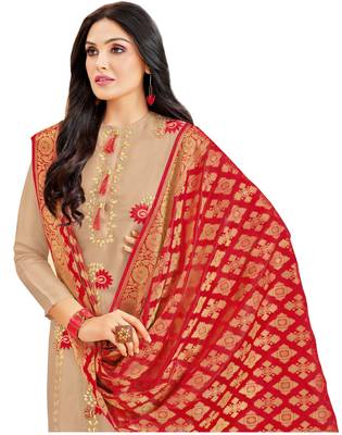 Light-brown multi resham work cotton salwar 2