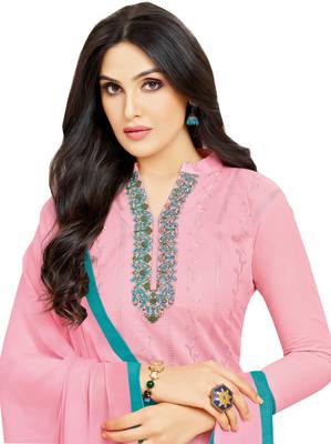 Pink multi resham work cotton salwar 2