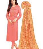 Peach multi resham work cotton salwar