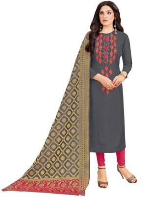 Charcoal multi resham work cotton salwar 1