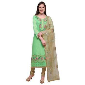 Light-green multi resham work chanderi salwar 1
