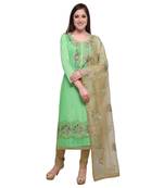 Light-green multi resham work chanderi salwar