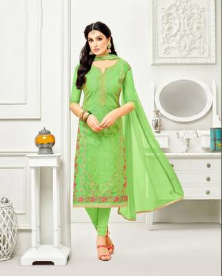 Light-green multi resham work chanderi salwar 1