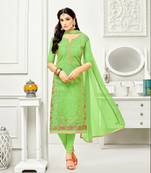 Light-green multi resham work chanderi salwar