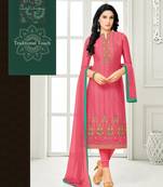 Pink multi resham work chanderi salwar