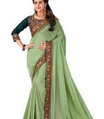 Green Embroidered Silk Saree With Blouse