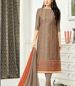 Brown multi resham work chanderi salwar