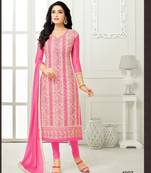 Pink multi resham work chanderi salwar