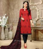 Red multi resham work chanderi salwar