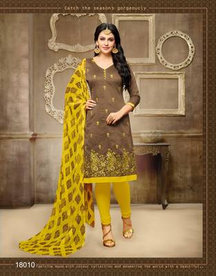 Brown multi resham work chanderi salwar 1
