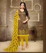 Brown multi resham work chanderi salwar