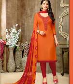 Orange multi resham work chanderi salwar