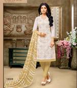 Off-white multi resham work chanderi salwar