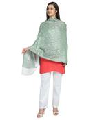 Blue & White Modal Woven Design Floral Shawl