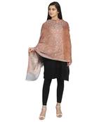 Peach & Grey Modal Woven Design Floral Paisley Shawl