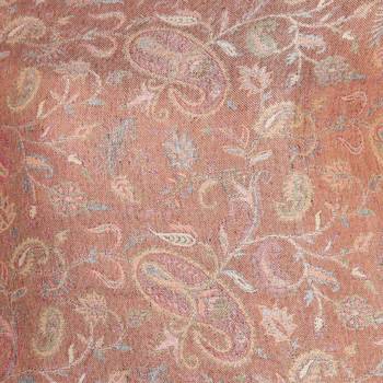 Peach & Grey Modal Woven Design Floral Paisley Shawl 4