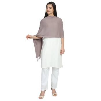 Grey Cotton Twill Weave Self Design Stole 1