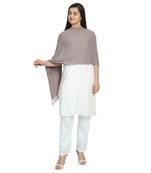 Grey Cotton Twill Weave Self Design Stole