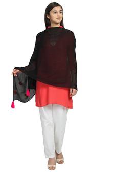 Black & Multicolor Viscose Rayon Solid scarf