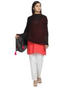 Black & Multicolor Viscose Rayon Solid scarf