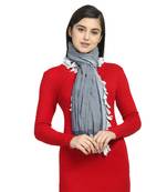 Navy Cotton Woven Design Checkered Stole scarf