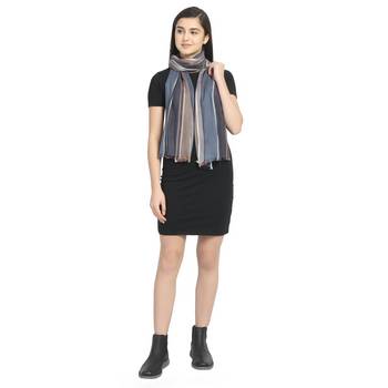 Navy & Brown Viscose Rayon Woven Design Striped Stole scarf 3