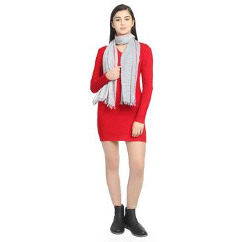 White/Navy Viscose Rayon Woven Design Checkered Stole scarf 2
