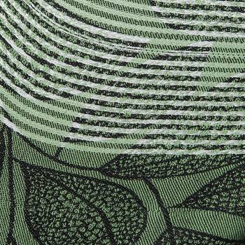 Green & Black Viscose Rayon Woven Design Striped Botanical Shawl 4