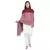 Fuschia & Black Viscose Rayon Woven Design Striped Botanical Shawl