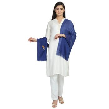 Royal Blue Viscose Rayon Solid scarf 3