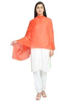 Dark Orange Viscose Rayon Solid Animal scarf