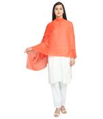 Dark Orange Viscose Rayon Solid Animal scarf